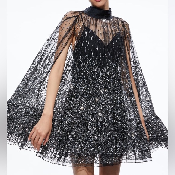 NEW Alice + Olivia Zenon Cape Mini Dress (white version) - Picture 7 of 9